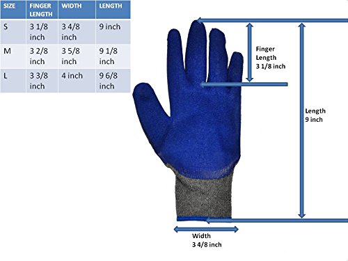 G & F 1511M-DZ Rubber Latex Coated Work Gloves for Construction, Blue, Crinkle Pattern, Men's Medium (Sold by dozen, 12 Pairs)