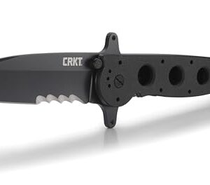 CRKT M16-14SFG EDC Folding Pocket Knife: Special Forces Everyday Carry, Black Serrated Edge Blade, Tanto, Automated Liner Safety, Dual Hilt, G10 Handle, 4-Position Pocket Clip