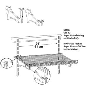 ClosetMaid ShelfTrack 2-Pack Shoe Shelf Brackets for Wire Shelving, Compatible with 12 in. Shelves, Add On Angle Shoe Storage, 3 in. , White