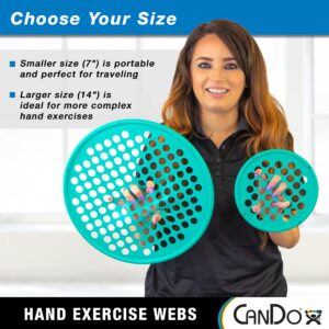 CanDo Hand Exercise Webs for Physical Therapy, Grip Strengthening, and Hand, Finger, Wrist Resistance Workouts, Portable Size, Latex Free, 14" Diameter, Green: Medium