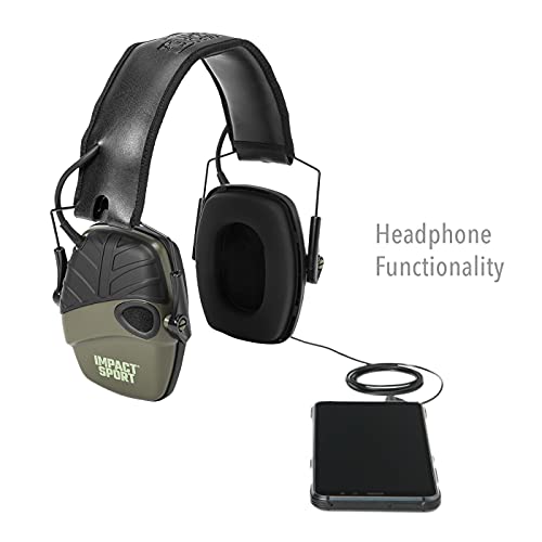 Howard Leight by Honeywell Impact Sport Sound Amplification Electronic Shooting Earmuff, Green