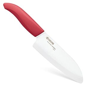 kyocera revolution series ceramic santoku, chef knife for your cooking needs, 5.5”, red