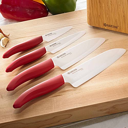 Kyocera Revolution Series Ceramic Santoku, Chef Knife for Your Cooking Needs, 5.5”, Red