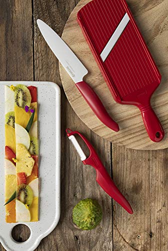 Kyocera Revolution Series Ceramic Santoku, Chef Knife for Your Cooking Needs, 5.5”, Red