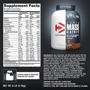 Dymatize Super Mass Gainer Protein Powder, 1280 Calories & 52g Protein, 10.7g BCAAs, Mixes Easily, Tastes Delicious, Rich Chocolate, 6 lbs