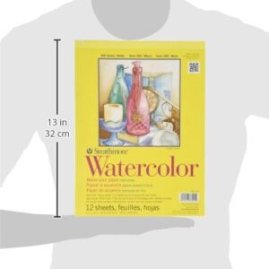 Strathmore 300 Series Watercolor Paper Pad, Tape Bound, 9x12 inches, 12 Sheets (140lb/300g) - Artist Paper for Adults and Students - Watercolors, Mixed Media, Markers and Art Journaling