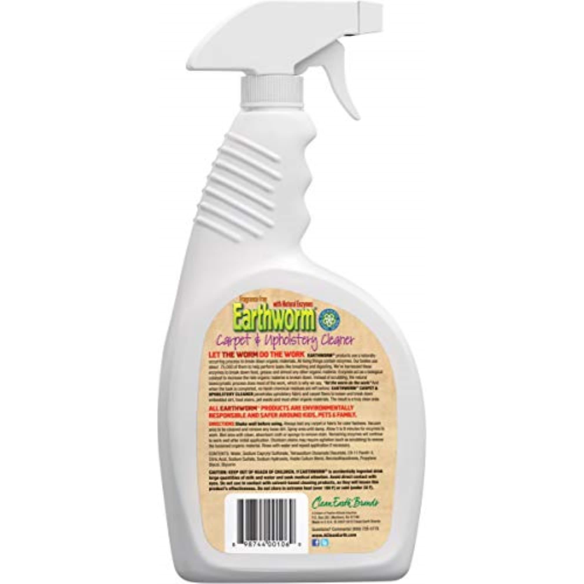 Earthworm Carpet & Upholstery Cleaner Spot & Stain Remover - Natural Enzymes, Safer for Family, Environmentally Responsible - 22 oz