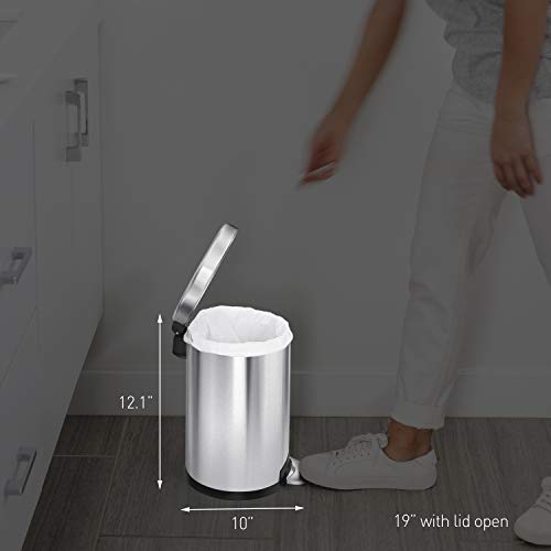 simplehuman 4.5 Liter Bathroom Trash Can, White Steel