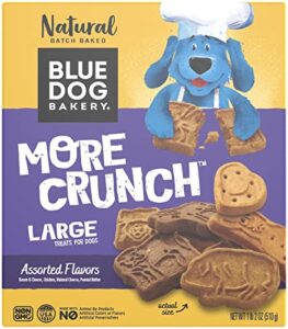 blue dog bakery natural dog treats, more crunch large, assorted flavors, 18oz box, 1 box