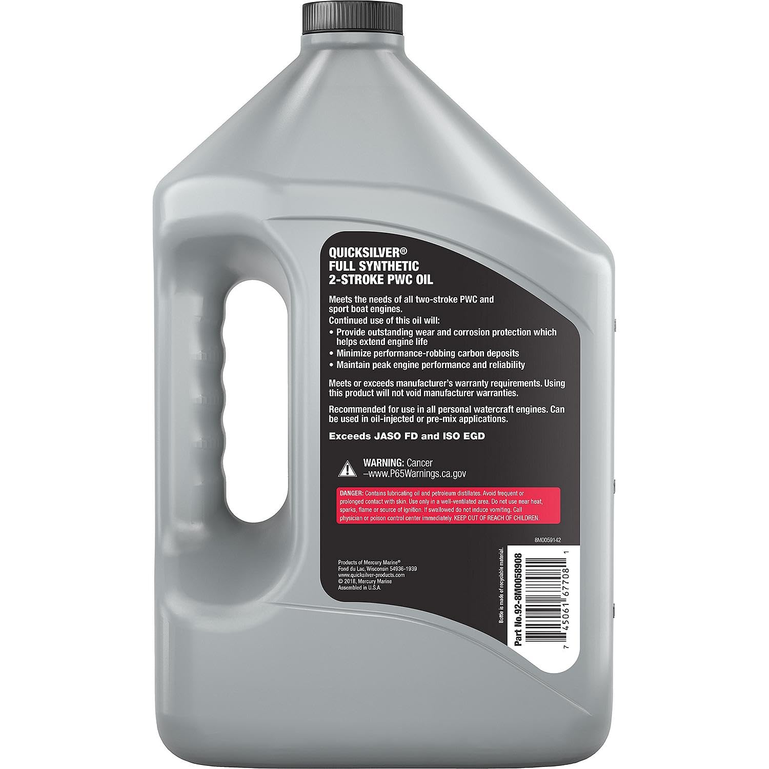 Quicksilver 8M0058908 Full Synthetic 2-Stroke PWC Marine Engine Oil, 1 Gallon