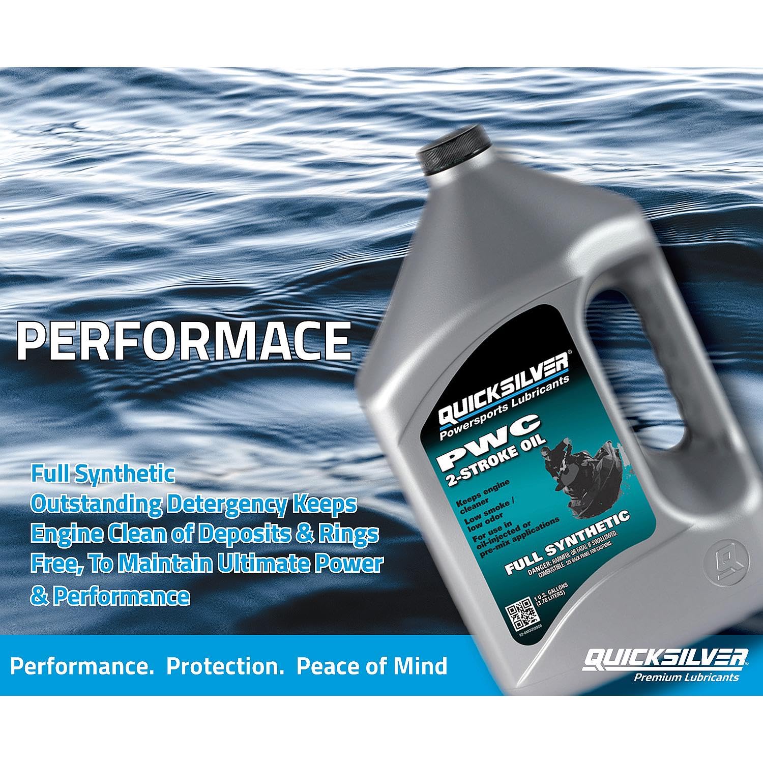 Quicksilver 8M0058908 Full Synthetic 2-Stroke PWC Marine Engine Oil, 1 Gallon