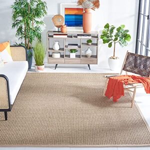 safavieh natural fiber collection area rug - 8' x 10', natural & beige, border basketweave seagrass design, easy care, ideal for high traffic areas in living room, bedroom (nf114a)