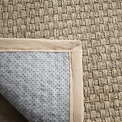 SAFAVIEH Natural Fiber Collection Area Rug - 8' x 10', Natural & Beige, Border Basketweave Seagrass Design, Easy Care, Ideal for High Traffic Areas in Living Room, Bedroom (NF114A)