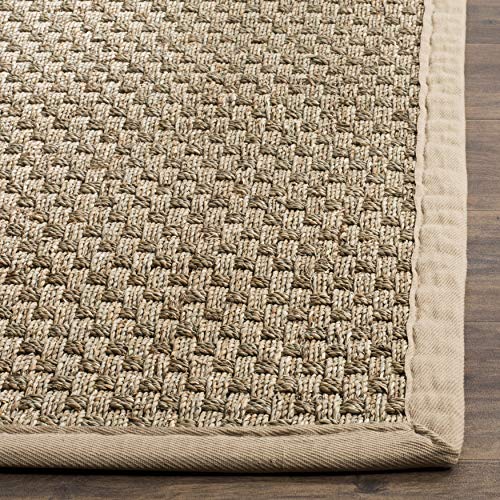 SAFAVIEH Natural Fiber Collection Area Rug - 8' x 10', Natural & Beige, Border Basketweave Seagrass Design, Easy Care, Ideal for High Traffic Areas in Living Room, Bedroom (NF114A)