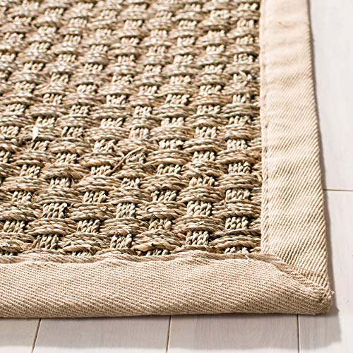 SAFAVIEH Natural Fiber Collection Area Rug - 8' x 10', Natural & Beige, Border Basketweave Seagrass Design, Easy Care, Ideal for High Traffic Areas in Living Room, Bedroom (NF114A)