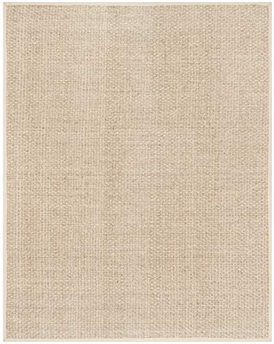 SAFAVIEH Natural Fiber Collection Area Rug - 8' x 10', Natural & Beige, Border Basketweave Seagrass Design, Easy Care, Ideal for High Traffic Areas in Living Room, Bedroom (NF114A)