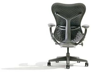 mirra chair herman miller deluxe fully highly adjustable home office desk task chair mr223 with forward tilt seat angle, adjustable arms, flexfront seat, graphite frame with graphite airweave seat and triflex backrest, standard casters