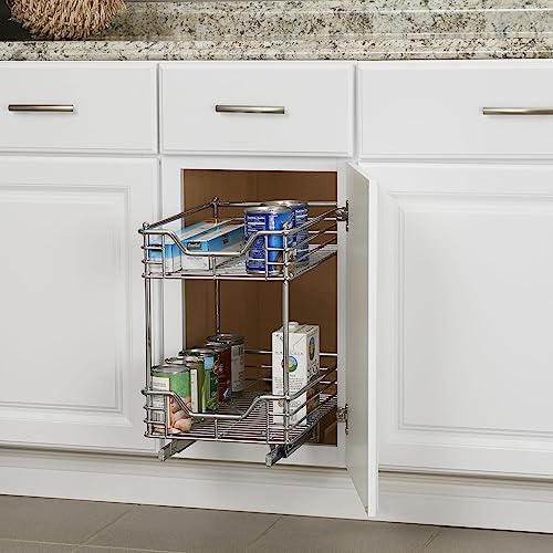 Household Essentials Glidez Chrome-Plated Steel 2-Tier Sliding Under Sink Cabinet Organizer, Chrome