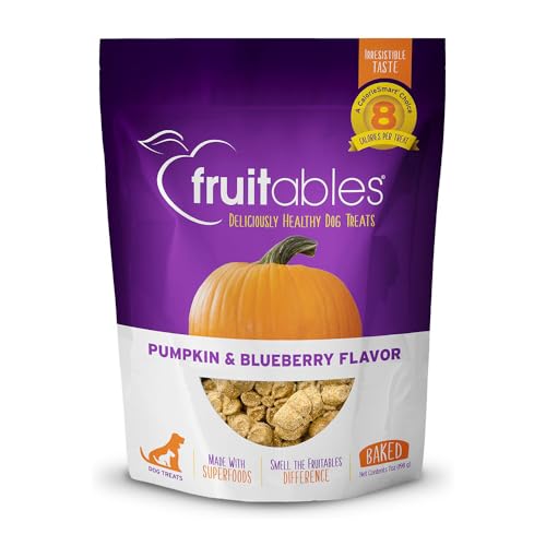 Fruitables Crunchy Baked Dog Treats | Pumpkin & Blueberry | 7 Ounces, Model Number: 2157