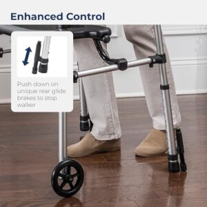 Drive Medical 10233 Clever Lite Foldable Rollator Walker, Gray