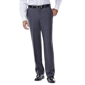 haggar mens eclo stria expandable-waist plain-front dress pants, med grey, 38w x 32l us