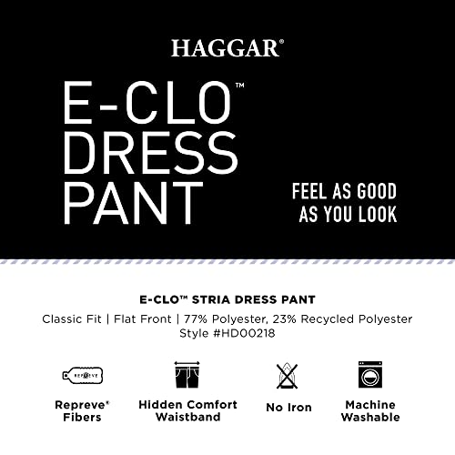 Haggar mens Eclo Stria Expandable-waist Plain-front dress pants, Med Grey, 38W x 32L US