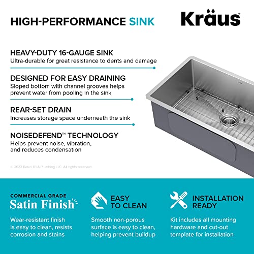 Kraus KHU100-30 Kitchen Sink, 30 Inch, Stainless Steel