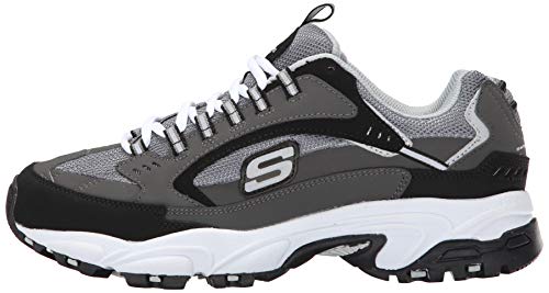 Skechers Sport Men's Stamina Nuovo Cutback Lace-Up Sneaker,Charcoal/Black,11 M US