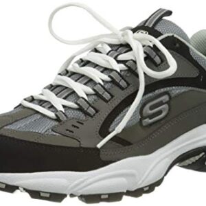 Skechers Sport Men's Stamina Nuovo Cutback Lace-Up Sneaker,Charcoal/Black,11 M US