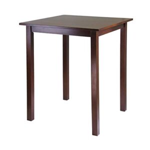 winsome parkland 38.98-inch x 33.86-inch x 33.86-inch wood square high/pub square table, antique walnut (94134)