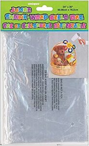 clear jumbo shrink wrap cellophane bag - 24" x 30" - perfect for gift baskets, birthday, baby shower, bridal shower & more (1 roll)