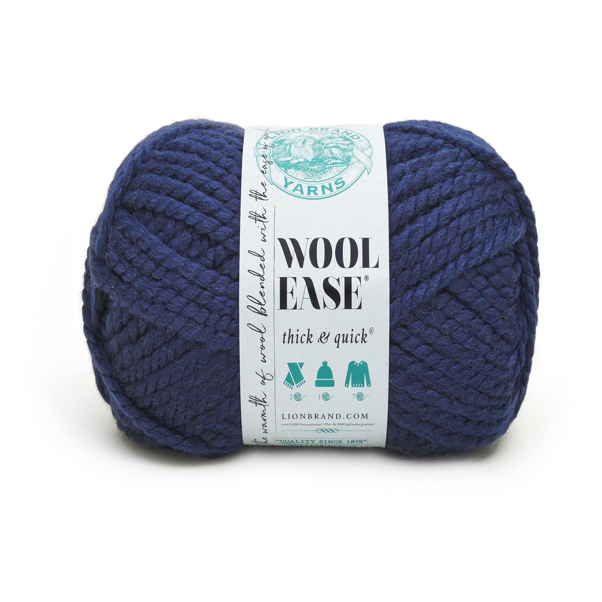 Lion Brand Yarn (1 Skein) Wool-Ease Thick & Quick Bulky Yarn, Navy