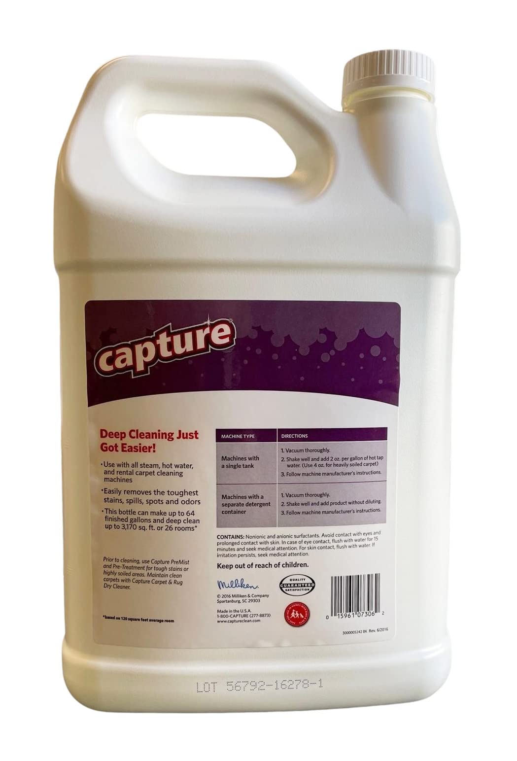 Capture Professional Steam Clean Detergent for All Machines - Home, Car, Dogs & Cats Pet Carpet Cleaner Solution - Strength Odor Eliminator, Stains Spot Remover (1 Gallon)