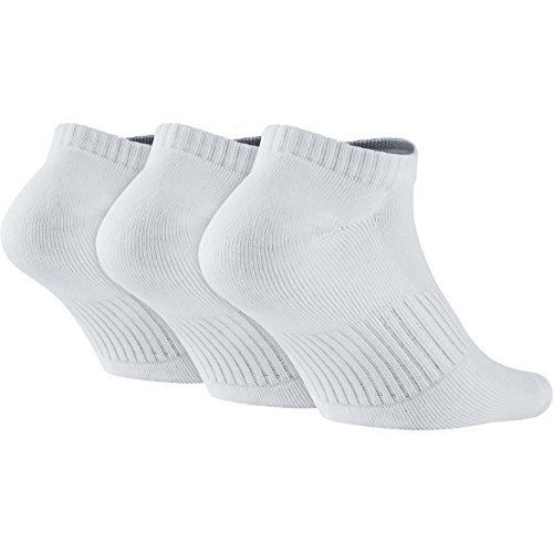 NIKE Unisex Performance Cushion No-Show Training Socks (3 Pairs), White/Black, Medium