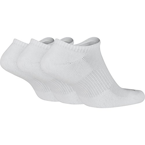 NIKE Unisex Performance Cushion No-Show Training Socks (3 Pairs), White/Black, Medium