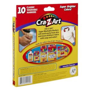 Cra-Z-Art Classic Super Washable Markers, Broad Tip, Assorted Barrel, Assorted Ink, Pack Of 10 Markers