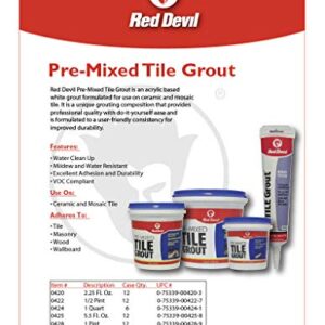 Red Devil 0422 Pre-Mixed Tile Grout, 1/2 Pint , White