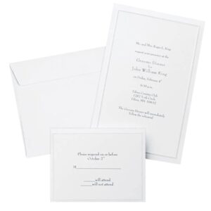 gartner studios border wedding invitation kit, pearl white, 50-count (61001)