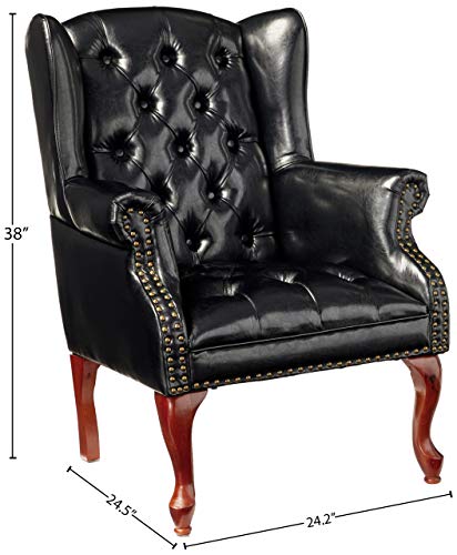 Coaster Furniture Wing Back Button Tufted Accent Chair and Ottoman Black and Espresso 900262