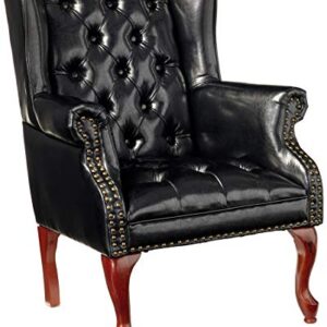 Coaster Furniture Wing Back Button Tufted Accent Chair and Ottoman Black and Espresso 900262