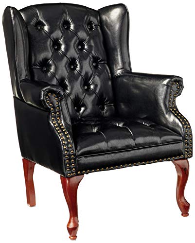 Coaster Furniture Wing Back Button Tufted Accent Chair and Ottoman Black and Espresso 900262