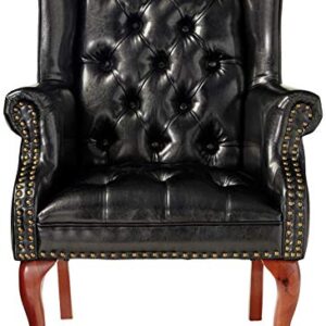 Coaster Furniture Wing Back Button Tufted Accent Chair and Ottoman Black and Espresso 900262