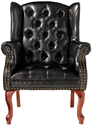 Coaster Furniture Wing Back Button Tufted Accent Chair and Ottoman Black and Espresso 900262