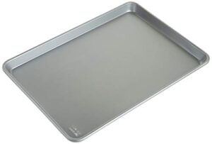 chicago metallic commercial ii traditional uncoated 16-3/4 by 12-inch jelly-roll pan, perfect for making jelly rolls, cookies, pastries, pizza, one-pan meals, and more, set of 2