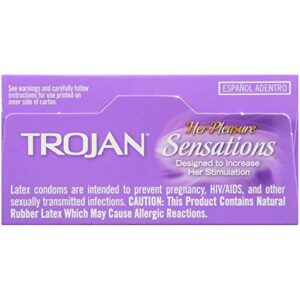 Trojan Her Pleasure Sensations Lubricated Condoms - 12 Count (Packaging May Vary)