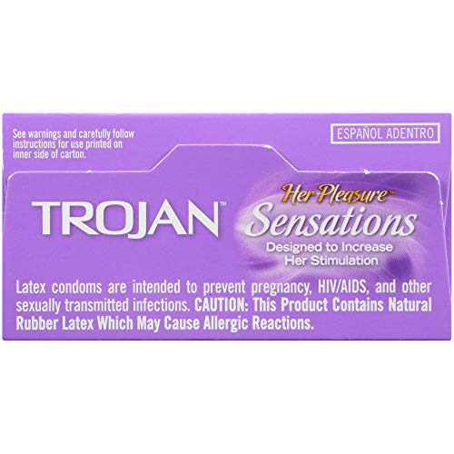 Trojan Her Pleasure Sensations Lubricated Condoms - 12 Count (Packaging May Vary)