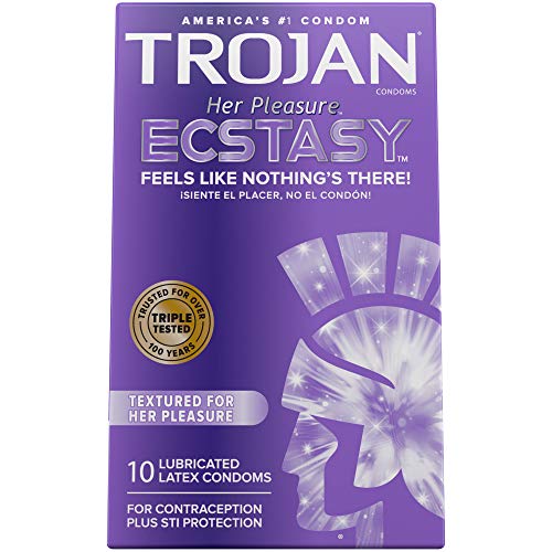 Trojan Her Pleasure Ecstasy Lubricated Condoms - 10 Count (Packaging May Vary)