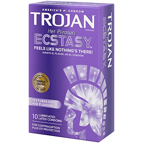 Trojan Her Pleasure Ecstasy Lubricated Condoms - 10 Count (Packaging May Vary)