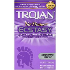 Trojan Her Pleasure Ecstasy Lubricated Condoms - 10 Count (Packaging May Vary)