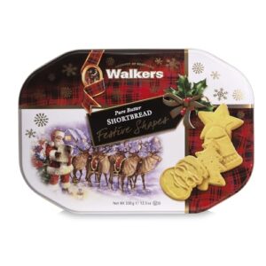 walker’s assorted shortbread cookies in festive shapes– shortbread cookie tin (12.6 oz) - includes christmas tree, bell, star and santa claus shaped christmas cookies in tin